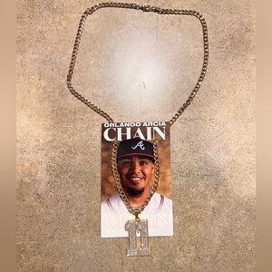 New Orlando Arcia #11 Chain Atlanta Braves SGA Truist Goldtone